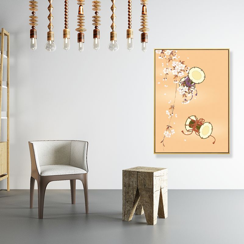 Hand Drum Kotsuzumi Canvas Wall Art Soft Color Japanese Wall Decor for Dining Room