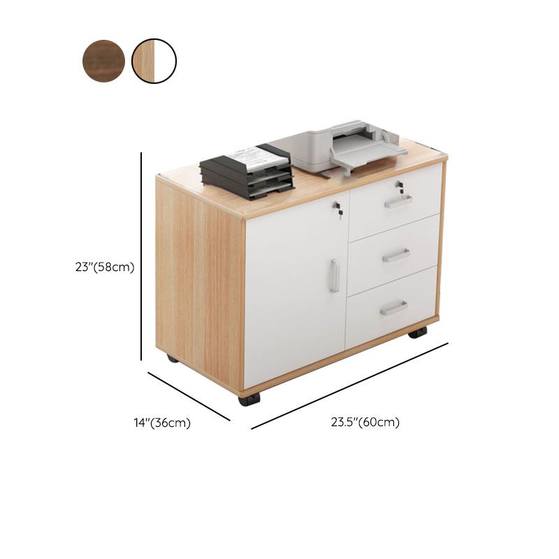 Nordic Cabinet Wood Locking Drawers Storage File Cabinet with Wheels