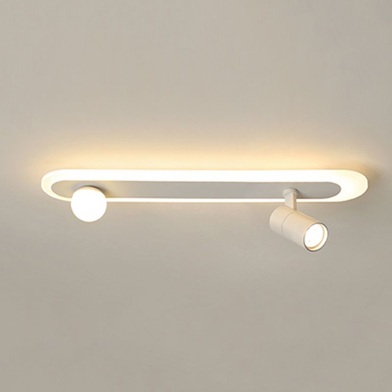 Metal Linear Flush Mount Lamp Modern Flush Ceiling Light Fixture in White