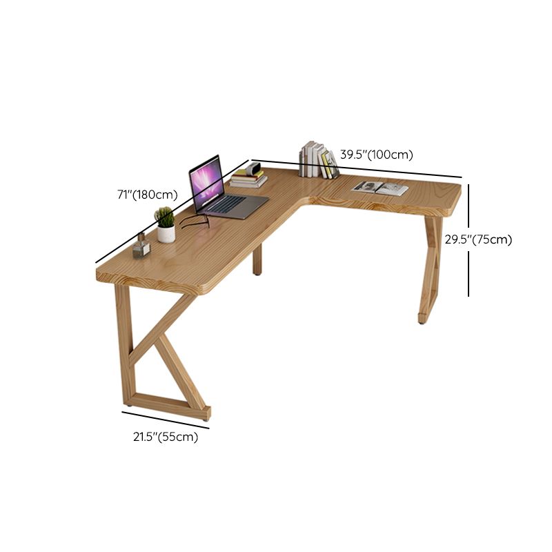 Modern Style Wooden Writing Desk L-Shape Office Table with 3 Legs for Home