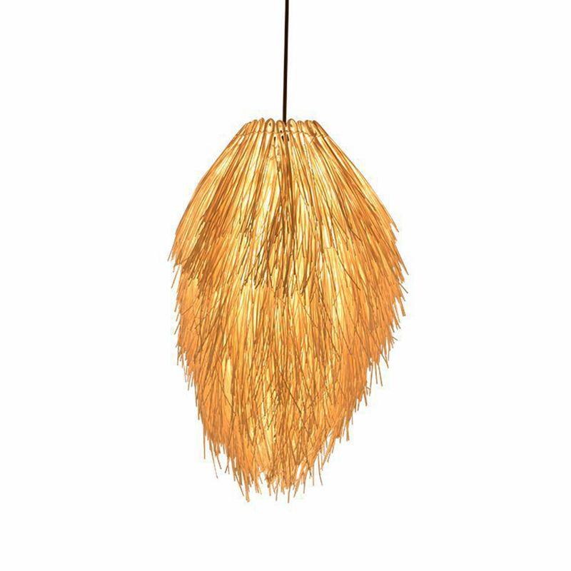 Japanese 1-Light Ceiling Pendant Light Rattan Hanging Lamp for Dining Room