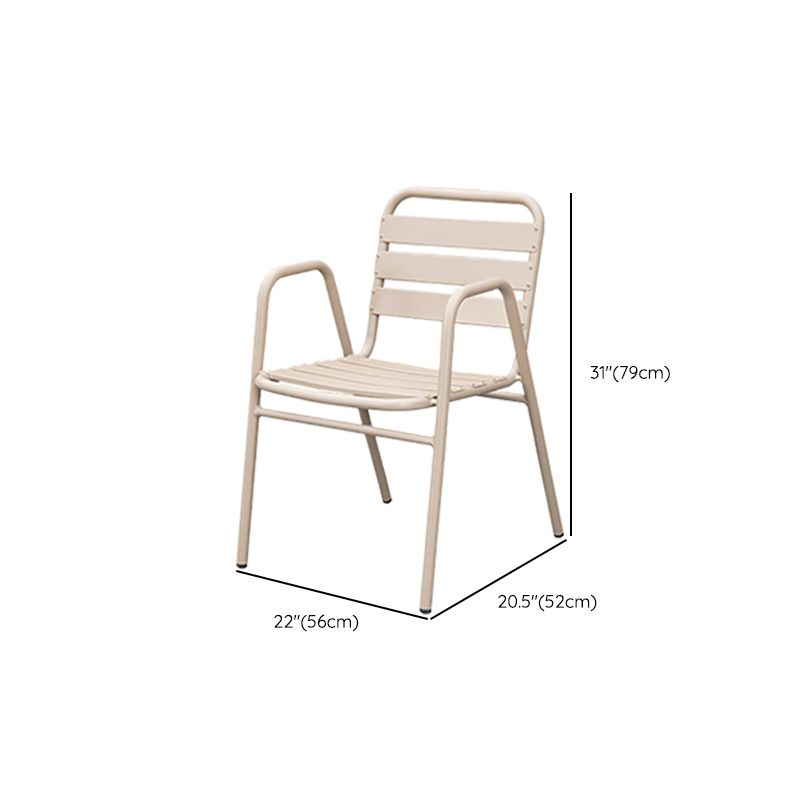 Grey Metal Dining Side Chair Stacking Outdoors Dining Chairs