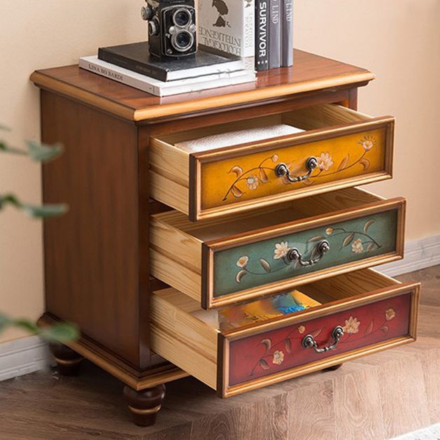 Traditional Vertical Chest Wooden Storage Chest with Drawers for Bedroom