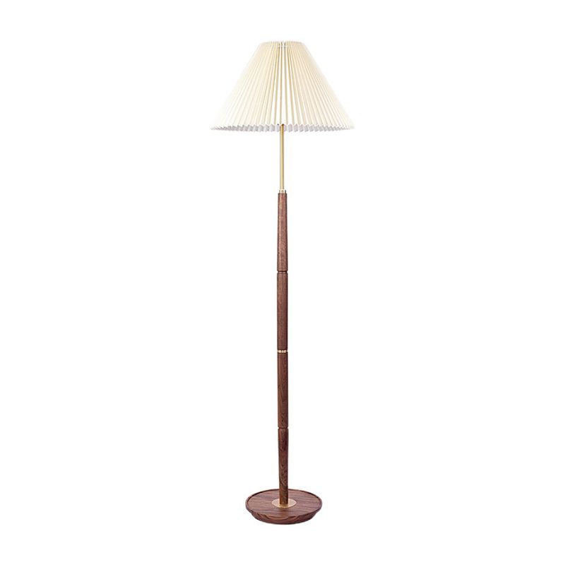 1 Light Light Light Minimalisme Tipled Fabric effilé lampadaire en tissu plissé en blanc pour le salon