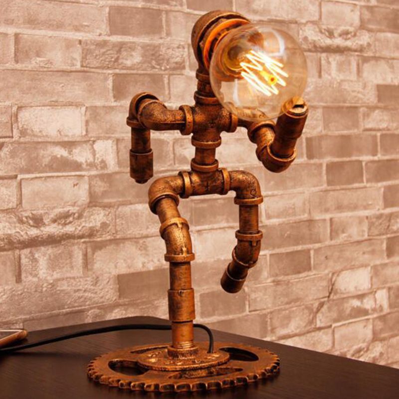 Bronze 1 tête de chevet lampe Steampunk Iron Runner en forme de table pour chambre à coucher