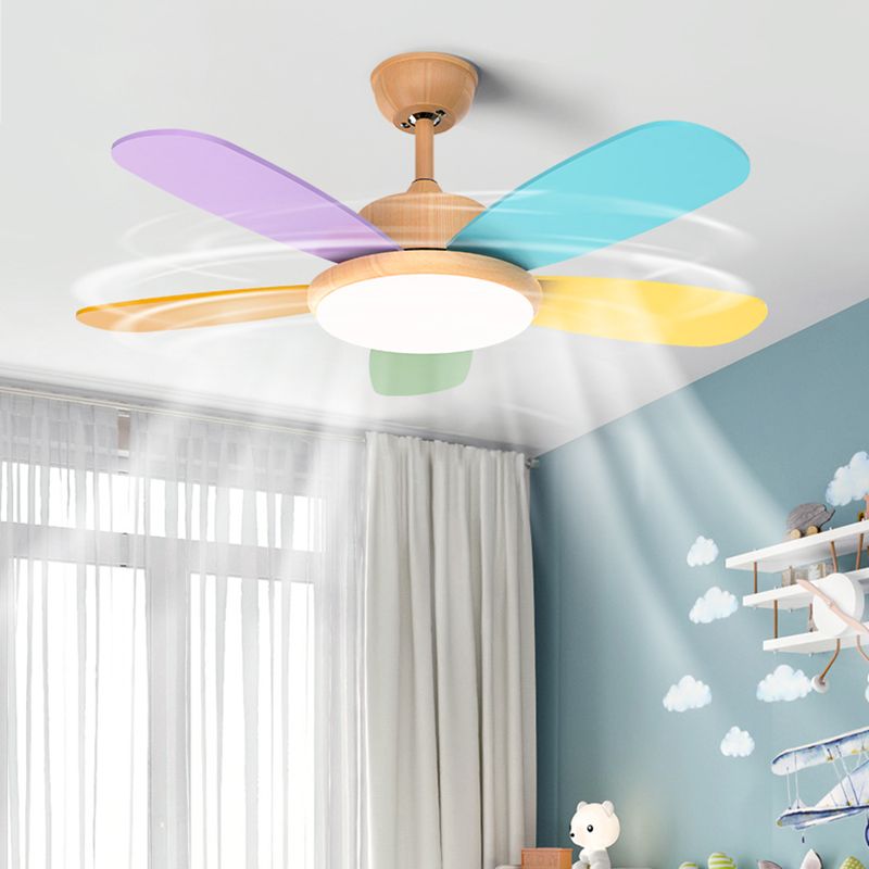 Nordic Style Colorful Ceiling Fan Lamp Acrylic Shade Ceiling Fan Light for Bedroom