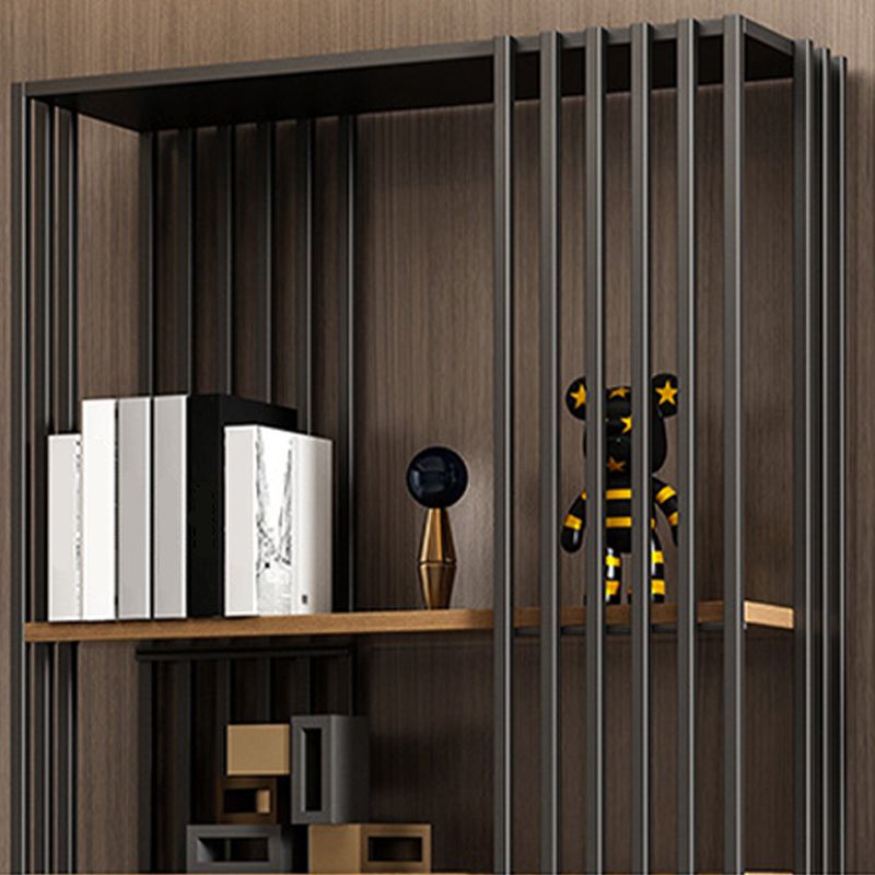 Black Iron Frame Bookshelf Modern Open Storage Bookcase with Multi Shelves