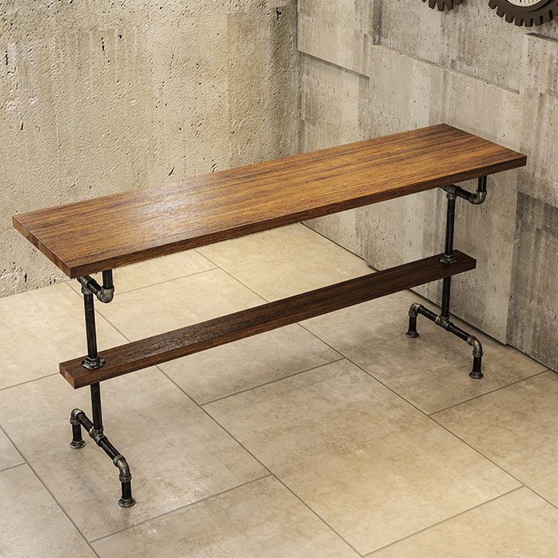 Industrial Wood Counter Table with Rectangle Table Top Black Trestle Table - 42" H