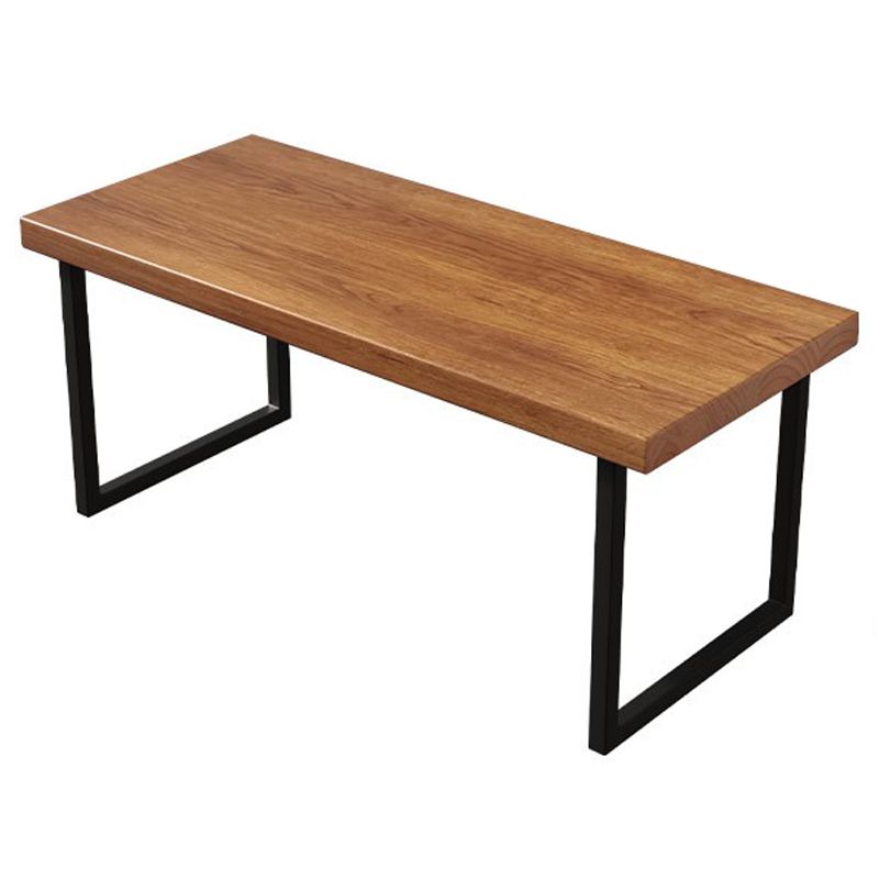 Rectangular Desk Solid Wood Top Black Metal Legs for Bedroom