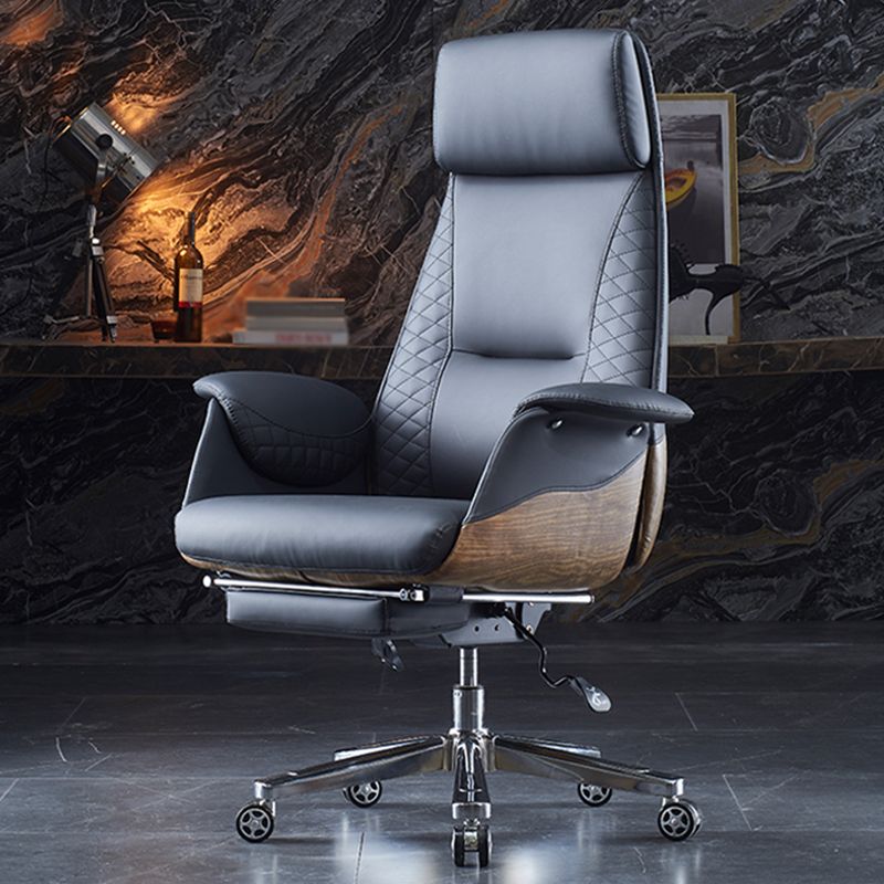 Executive Swivel Task Chair with Wheels Metal Base Contemporary Office Chair