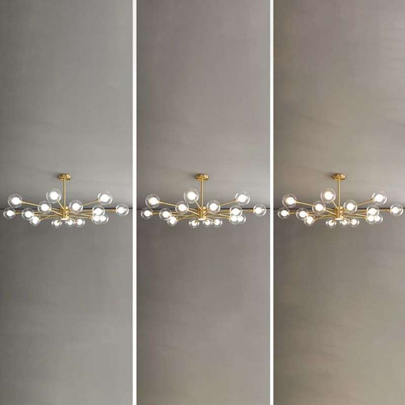 Luminaires en verre transparent transparent contemporain Chandelier Starburst Sockets pour le salon