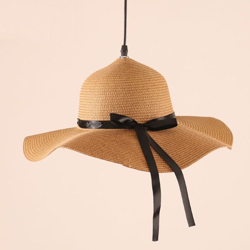 1 a forma di cappello leggero illuminazione a ciondolo sud-est asiatico rattan a soffitto a soffitto per il ristorante