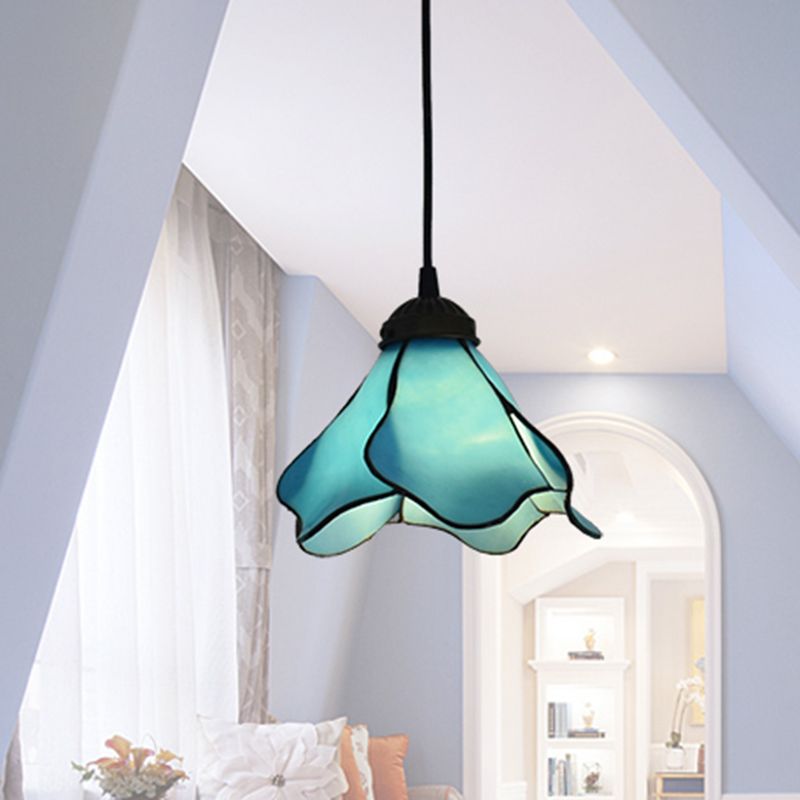 Lotus Stained Glass Pendant Lighting Fixture Tiffany Style Suspended Lighting Fixture