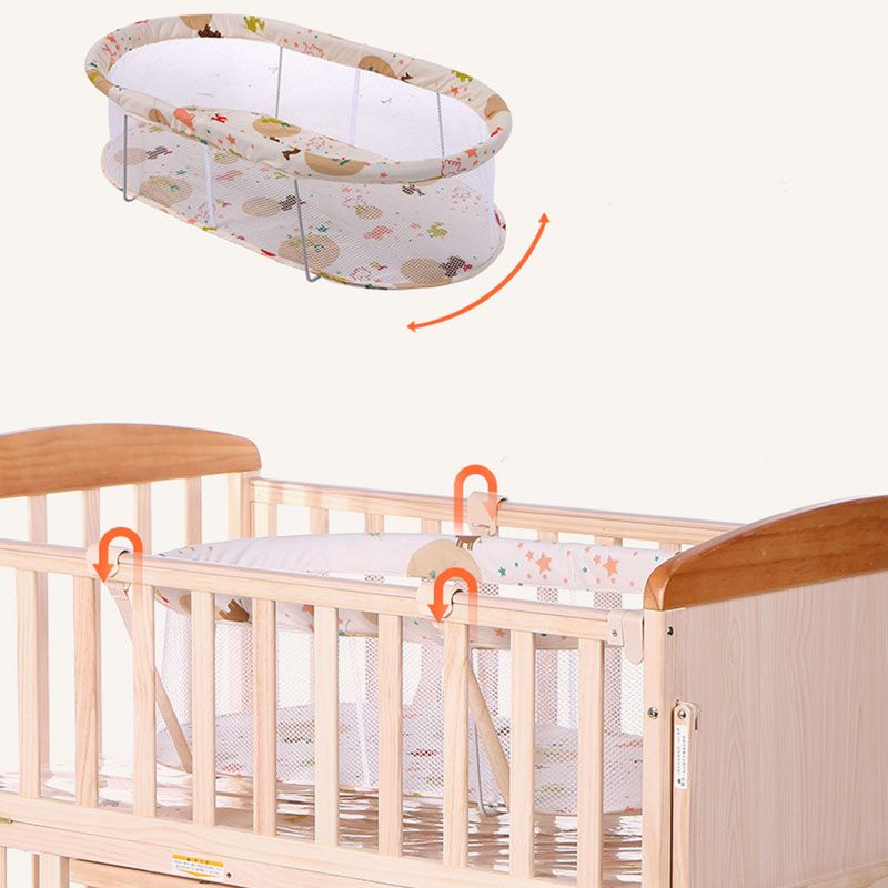 Farmhouse with Storage Baby Crib Wood Arched Crib with Casters