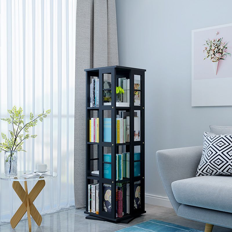 Contemporary Metal Book Shelf Freestanding Standard Bookcase in White/Black