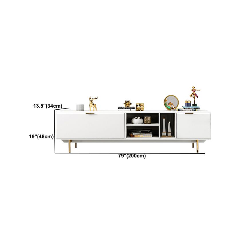 Modern Enclosed Storage TV Stand Wooden TV Cabinet with Splayed Metal Legs