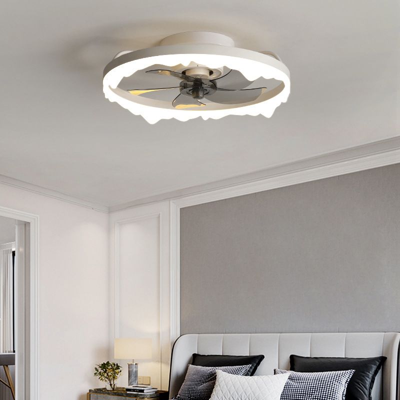 Modernism Metal LED Ceiling Fan White/Black Fan with Light for Room