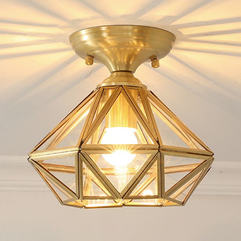 Diamond Shape Ceiling Lighting Modern Glass Flush Mount Fixture for Hallway