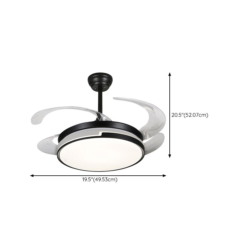 Round Shape Metal Ceiling Fans Modern Style 1 Light Flush Ceiling Fan in Black