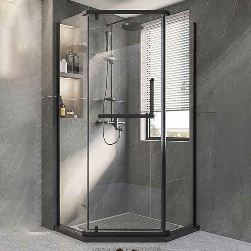 Black Semi Frameless Pivot Shower Door Tempered Glass Shower Door