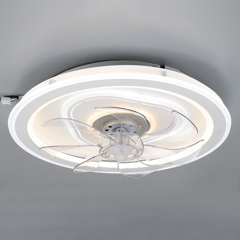 7-Blade White Ceiling Fan Modern Metallic Fan with Light for Foyer