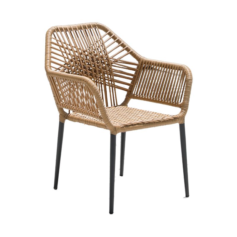 Tropical Stacking Dining Side Chair Woven Back Outdoor Bistro Chairs