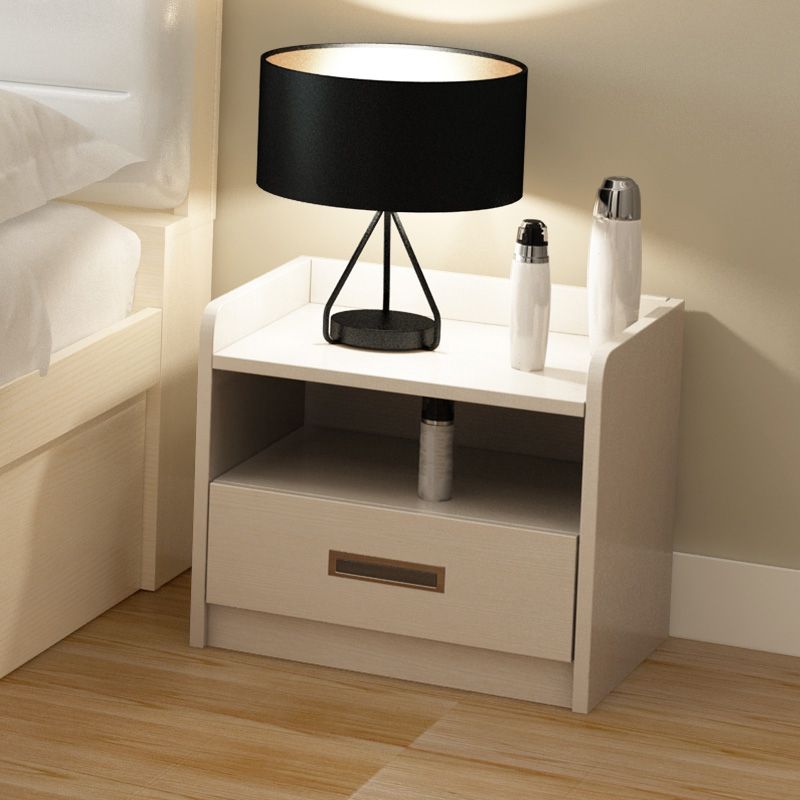 18 Inch H Nightstand Imitation Wood Drawer Storage Modern Bed Nightstand