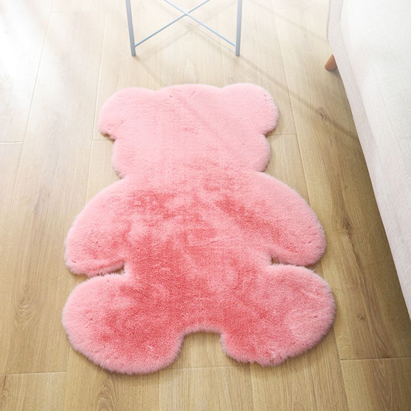 Distinctive Solid Color Shag Rug Funky Bear Shape Carpet Polyester Anti-Slip Carpet for Living Room