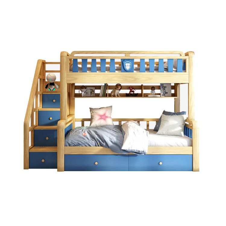 Scandinavian Natural Bunk Bed in Solid Wood with Guardrail Standard Bunk Bed