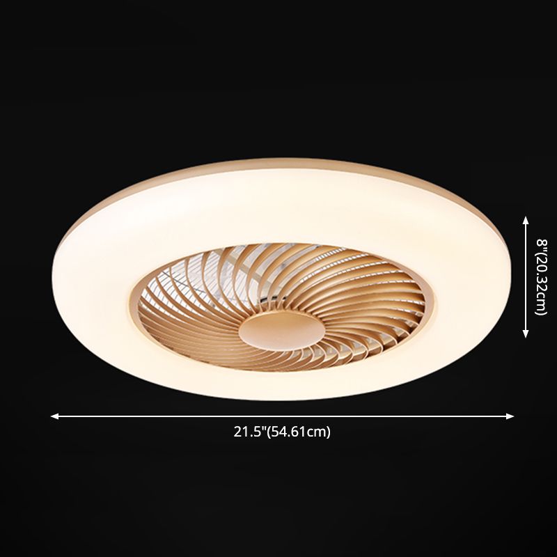 Remote Control Round Bedroom Fan Lamp Acrylic Nordic Style LED Semi Flush Ceiling Light