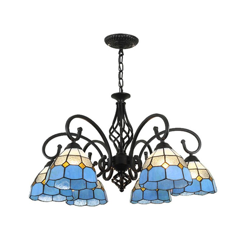 Stained Glass Tiffany Chandelier Light Living Room Ceiling Hanging Light with 12" Adjustable Chains