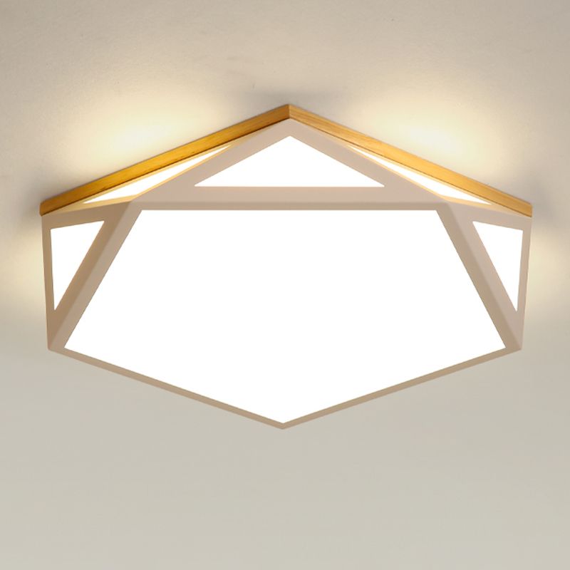 1 Light Hexagonal Ceiling Lamp Modern Macaron Style Metal Ceiling Lighting for Bedroom