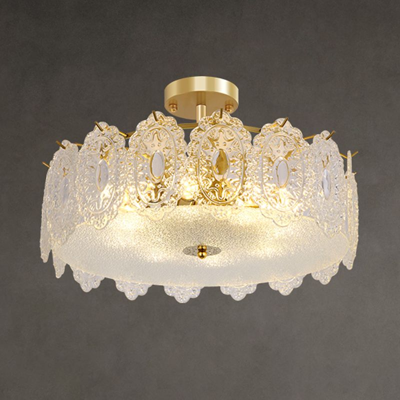 LED Modern Metal Ceiling Light Circle Shape Flush Mount with Crystal Shade for Living Room