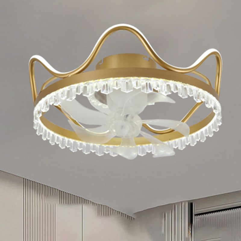 7-Blade Ceiling Fan Modernism LED Golden Fan with Light for Home