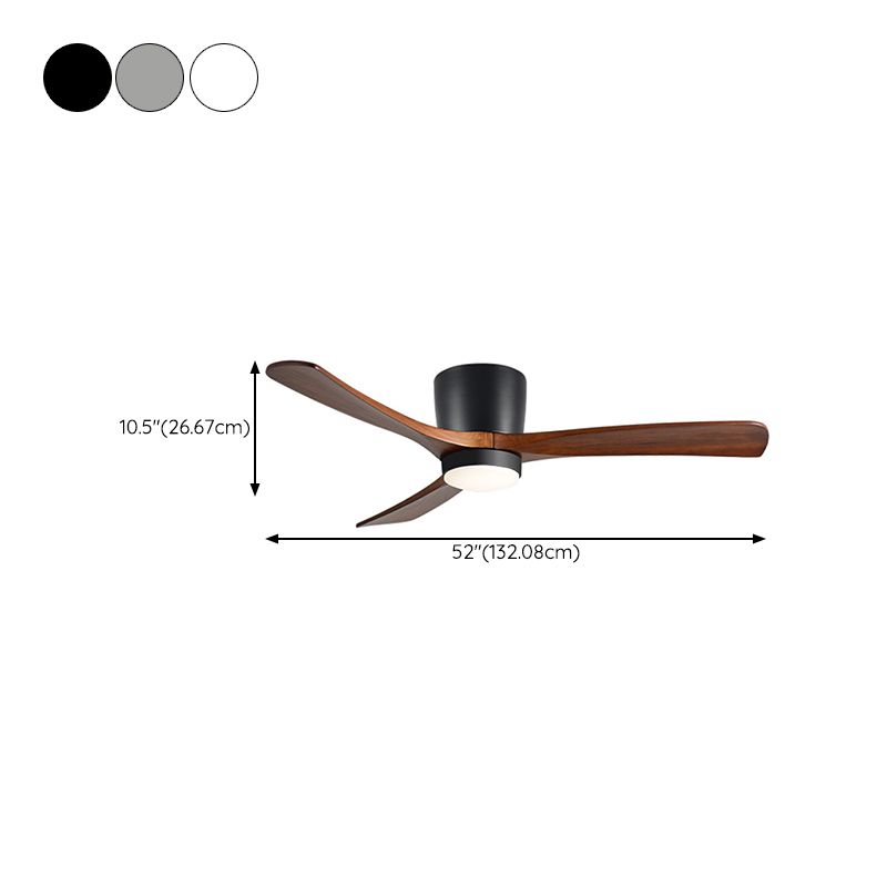 Nordic Style LED Ceiling Fan 3-Blade Fan Lighting with Wood for Restaurant