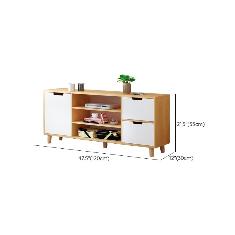 Open Shelving TV Media Stand Scandinavian TV Media Console with Drawers