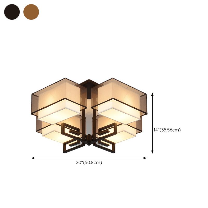 4-Lights Modern Style Flush Mount Fabric Ceiling Light for Bedroom