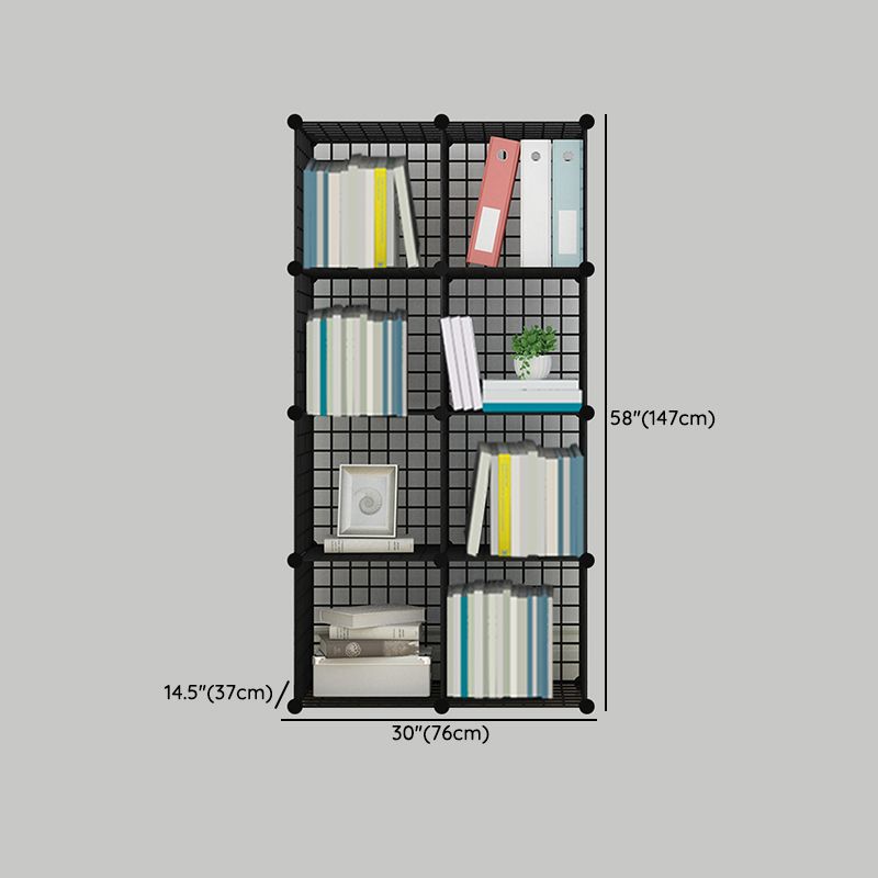 Industrial Closed Back Cubby Storage Bookcase Metal Bookshelf in Black