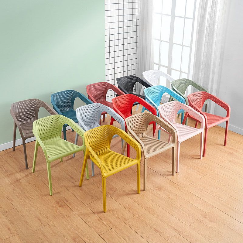 Contemporary Stackable Chairs Dining Kitchen Arm Chairs with Plastic Legs