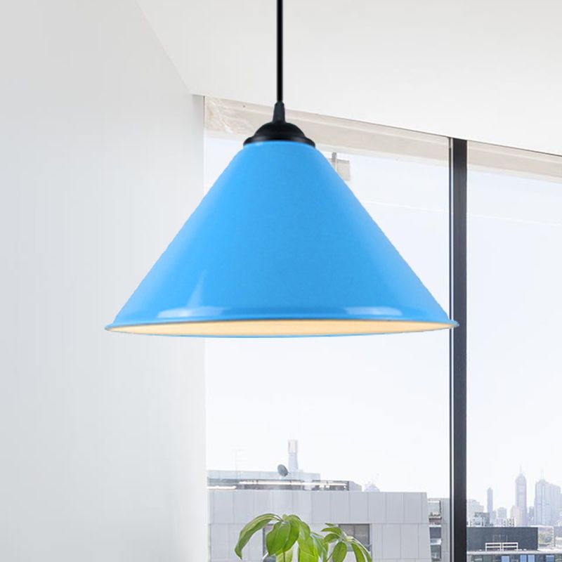 Kegelhangende licht Modern metaal 1 lichtroze/geel/groene hanglamp, 12 "/14"/16 "dia