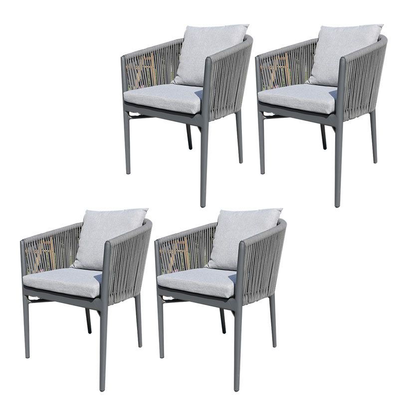 Contemporary Open Back Dining Armchair Black Patio Dining Armchair