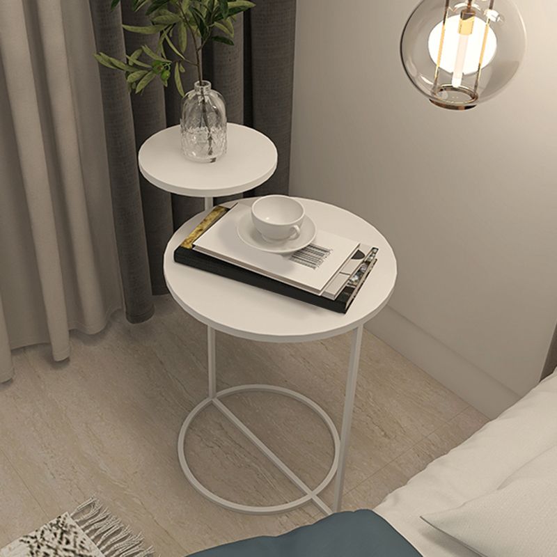 Modern Black/White Iron Nightstand, 21.65"/23.32" Tall Nightstand