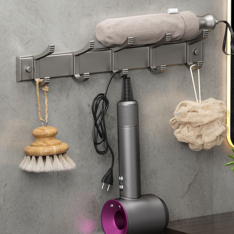 Modern Gray Bathroom Accessory Set Aluminum Stainless Bath Shelf/Robe Hooks/Towel Bar