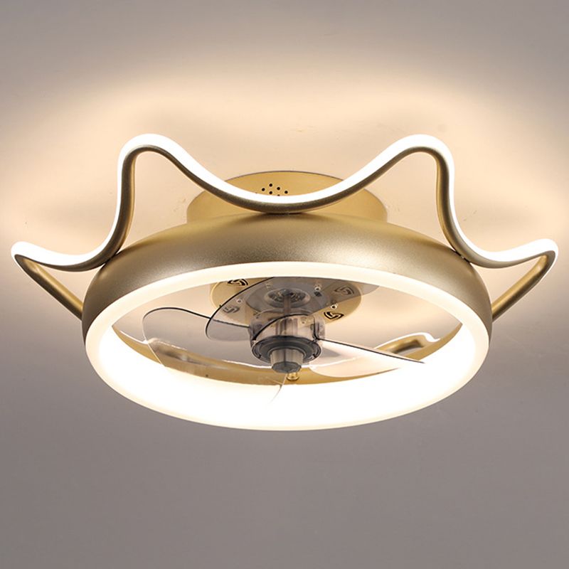 Polish Finish Fan with Light Children Metallic LED Ceiling Fan for Home