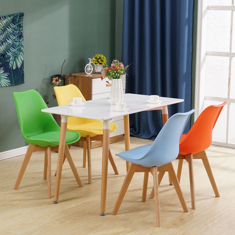 Scandinavian Restaurant Wood Side Chair Colorful Solid Back Dining Chair