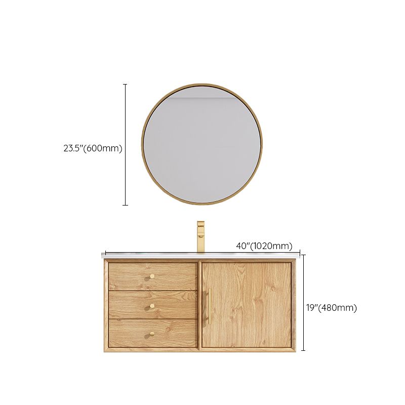 Wood Freestanding Vanity Set Drawers Rectangle Single Sink Bathroom Vanity with Mirror