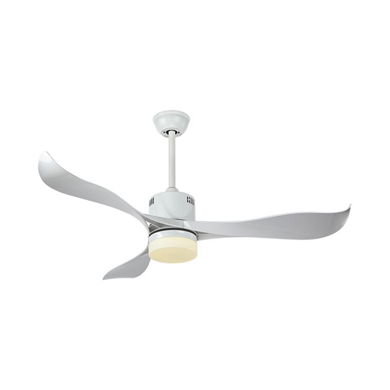 Wit cirkelvormige hangende ventilator licht eigentijdse metalen led woonkamer semi -spoelbevestiging plafondarmatuur met 3 messen, 52 "breed