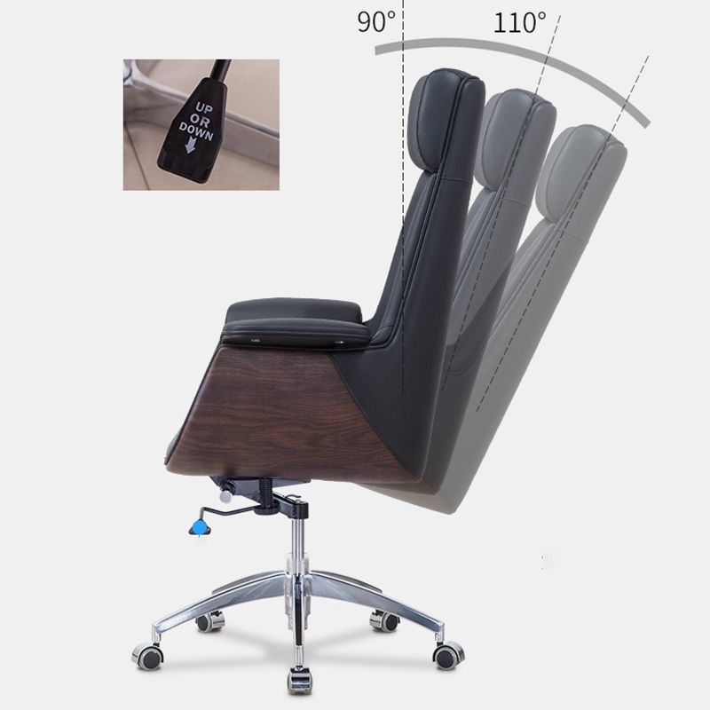 Contemporary Arm Chair Fixed Arms Adjustable Seat Height with Wheels Office Chair