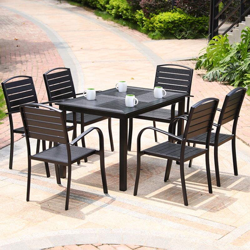 Modern Outdoor Bistro Chairs Wood With Arm Metal Dining Chairs