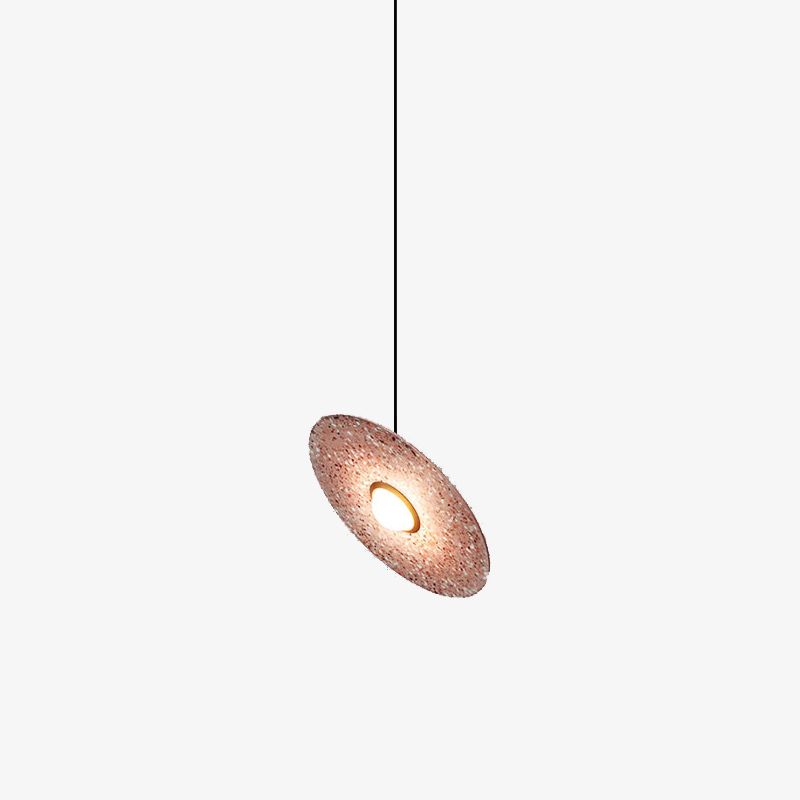 Modern Circle Pendant Light Fixture 1-Light Terrazzo Bar Hanging Ceiling Light